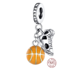 Zawieszka ze srebra próby 925 Koszykówka i tenisówka, 2w1 charms do bransoletki sport