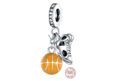 Zawieszka ze srebra próby 925 Koszykówka i tenisówka, 2w1 charms do bransoletki sport