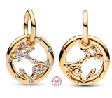 Zawieszka ze srebra próby 925 pozłacana znakiem zodiaku Ryby, element do bransoletki