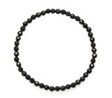 Onyx fasetowy elastyczny naturalny kamień, kulka 4 mm / 19 cm, kamień życiowej siły