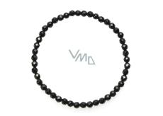 Onyx fasetowy elastyczny naturalny kamień, kulka 4 mm / 19 cm, kamień życiowej siły
