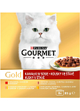 Purina Gourmet Gold dla kotów, wołowina, indyk z kaczką, łosoś z kurczakiem, kurczak z wątroba, 8x85 g