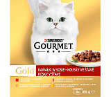 Purina Gourmet Gold dla kotów, wołowina, indyk z kaczką, łosoś z kurczakiem, kurczak z wątroba, 8x85 g