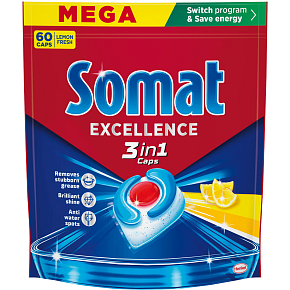 Somat Excellence 3v1 Cytryna tabletki do zmywarki, 60 ks