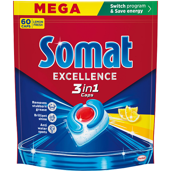 Somat Excellence 3v1 Cytryna tabletki do zmywarki, 60 ks
