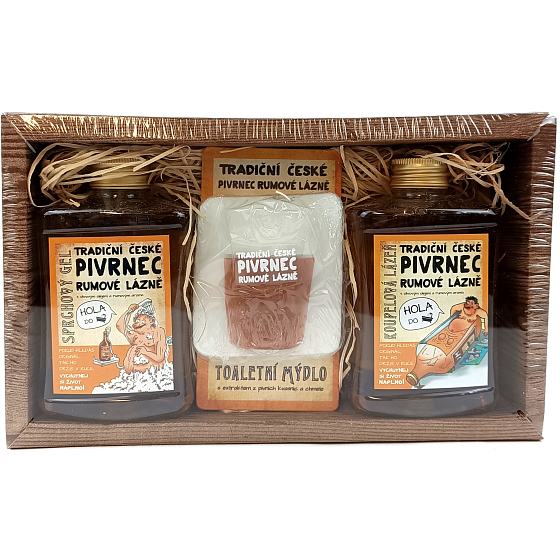 Bohemia Gifts Rumowa kosmetyka żel pod prysznic 300 ml + ręcznie wytwarzane mydło w kształcie ludzika rumu 70 g + olejowa kąpiel 300 ml, zestaw kosmetyczny