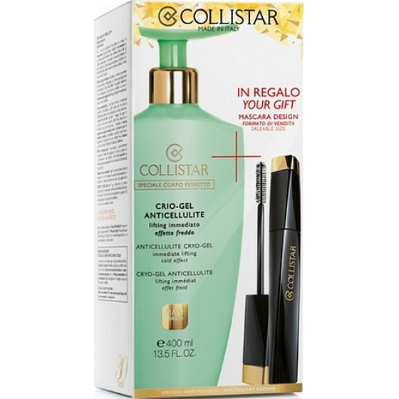Collistar Crio-Gel Anticellulite chladivý gel proti celulitidě 400 ml + Design řasenka černá 11 ml, kosmetická sada