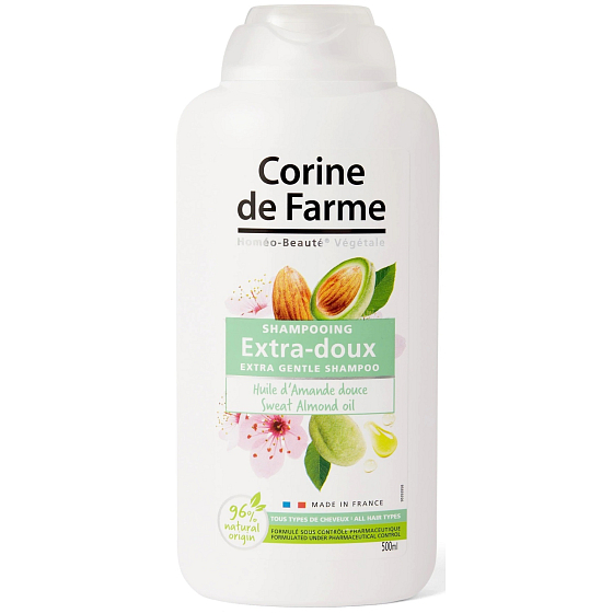 Corine de Farme Mandlový olej extra jemný šampon pro všechny druhy vlasů 500 ml