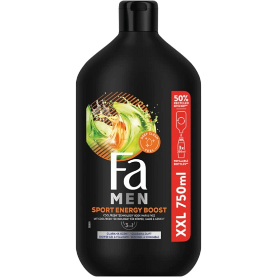 Fa Sport Energy Boost 3w1 żel pod prysznic dla mężczyzn 750 ml