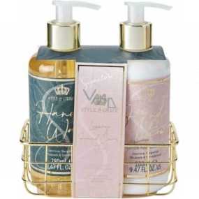 Sunkissed Handcare Signature tekuté mýdlo na ruce 280 ml + mléko na ruce 280 ml + kovový košíček, kosmetická sada pro ženy
