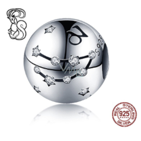 Zawieszka ze srebra próby 925 znak zodiaku Koziorożec + cyrkonie, koralik do bransoletki 9 mm