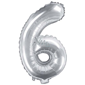 Ditipo Balonik foliowy numer 6 srebrny 35 cm 1 sztuka