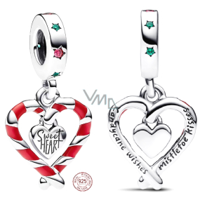 Charm Srebrna 925 Dwa łyżeczki w kształcie serca - Słodkie święta, zawieszka na bransoletkę Charm Srebrna 925 Dwa łyżeczki w kształcie serca - Słodkie święta, zawieszka na bransoletkę