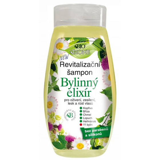 Bione Cosmetics Bylinný extrakt revitalizační šampon pro oživení, zesílení, lesk a růst vlasů 260 ml