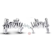 Charm Sterlingové stříbro 925 Family - rodina, symbol jednoty, domova a blízkosti, přívěsek na náramek rodina