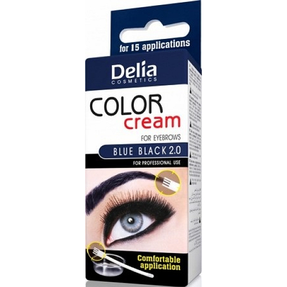 Delia Cosmetics Color Cream barvící krém na obočí a řasy Blue Black 15 ml + 15 ml