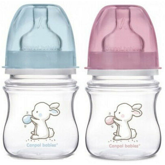 Canpol babies Little Cutie Láhev se širokým hrdlem růžová/modrá pro děti od 0 měsíců 120 ml 1 kus