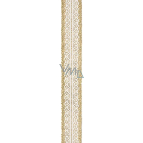 Ditipo Wstążka jutowa z koronką - rolka 5 m x 40 mm