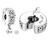 Charm Srebrny 925 Family Forever Pavé stoper, zacisk na bransoletkę rodzinna