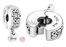 Charm Srebrny 925 Family Forever Pavé stoper, zacisk na bransoletkę rodzinna