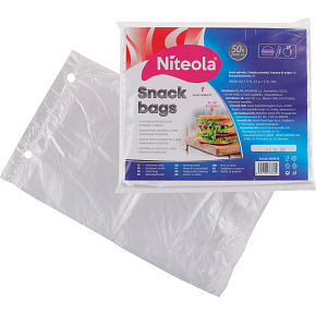 Niteola torebki śniadaniowe, HDPE, 20 × 30 cm, grubość 12 µ, przezroczyste, 50 sztuk