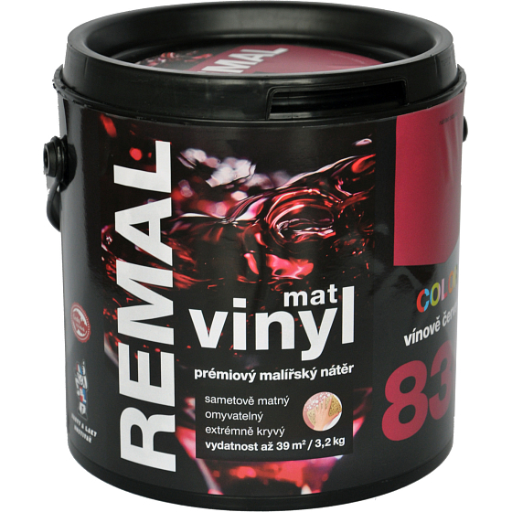 REMAL Vinyl Color mat farba do wnętrz, 830 wino-czerwony, 3,2 kg