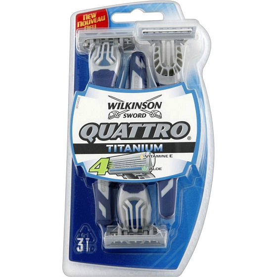 Wilkinson Sword Quattro Titanium 4 břity holicí strojek pro muže 3 kusy