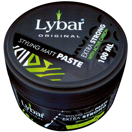 Lybar Stylingová matující pasta na vlasy extra silně tužící s aktivním uhlím 100 ml