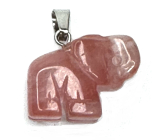 Różowy Słoń wisiorek naturalny kamień, ręcznie szlifowana figurka 1,8 x 2,5 x 8 mm, kamień kamieni