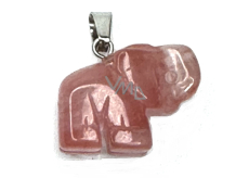 Różowy Słoń wisiorek naturalny kamień, ręcznie szlifowana figurka 1,8 x 2,5 x 8 mm, kamień kamieni