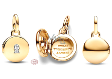 Charm Srebrna 925 medailon złoty Klucz, zawieszka na bransoletkę miłość