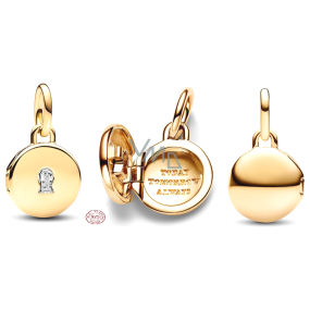 Charm Srebrna 925 medailon złoty Klucz, zawieszka na bransoletkę miłość