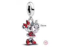 Charm Sterlingové stříbro 925 Disney Minnie Mouse se zirkonem a mašlí, přívěsek na náramek film