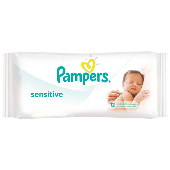 Pampers Sensitive vlhčené ubrousky pro citlivou pokožku dětí 12 kusů