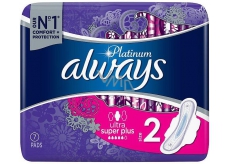 Always Platinum Ultra Super Plus rozmiar 2 wkładki higieniczne z skrzydełkami 7 sztuk