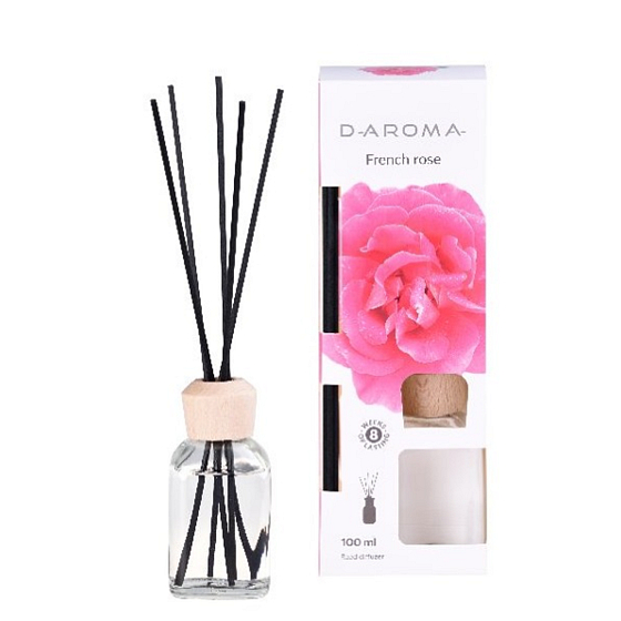 D-Aroma- French Rose - Różane aroma difuzér s tyčinkami pro postupné uvolňování vůně 100 ml