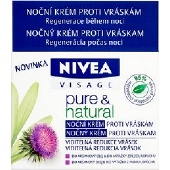Nivea Visage Pure & Natural noční krém proti vráskám 50 ml