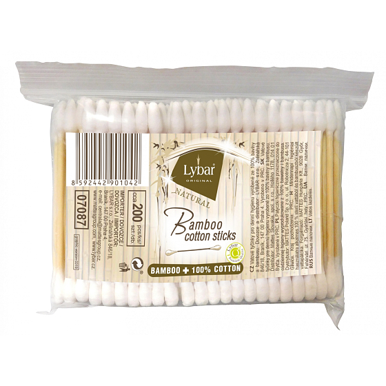 Lybar Original Natural Bamboo patyczki higieniczne z bambusa 200 sztuk