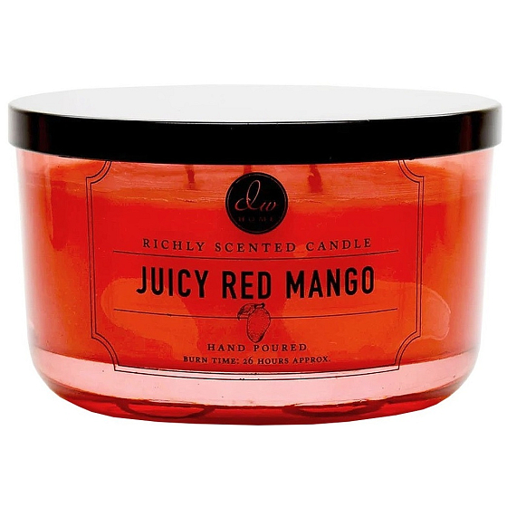 DW Home Juicy Red Mango - Šťavnaté mango vonná svíčka ve skle se třemi knoty a víčkem velká 363 g