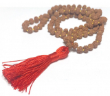 108 Mała Shiva Rudraksha, naszyjnik medytacyjny, naturalne indyjskie nasiona, wiązane, elastyczne, ręczne wykonanie, długość 8 cm, koralik 7-8 mm