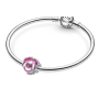 Charm Srebrny 925 Różowa macierzanka, koralik na bransoletkę przyroda