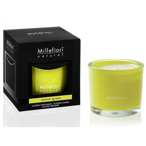 Millefiori Milano Natural Lemon Grass - Citrónová tráva Vonná svíčka hoří až 60 hodin 180 g
