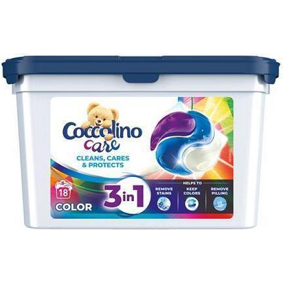 Coccolino Care Cleans, Cares & Protects 3w1 kapsułki do prania do kolorowych tkanin 18 dawek 486 g