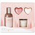 Sunkissed Relax and Bathe Utopia sprchový gel 100 ml + šumivá srdíčka do koupele 2 x 20 g + vonná svíčka 30 g, kosmetická sada pro ženy