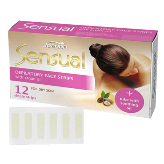 Joanna Sensual Argan Oil depilační pásky na obličej pro suchou pleť 12 kusů