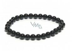 Onyx czarny bransoletka elastyczna naturalny kamień, kuleczka 6 mm / 16 - 17 cm, kamień żywotny siły