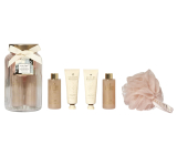 Grace Cole Wanilia żel pod prysznic 100 ml + pianka do kąpieli 100 ml + krem do rąk 50 ml + balsam do ciała 50 ml + gąbka kąpielowa + szklana butelka, zestaw kosmetyczny dla kobiet