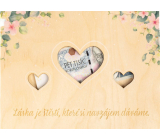 Albi Ślubna drewniana kieszeń na pieniądze Serce 21,9 cm x 15,9 cm x 1 cm