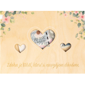 Albi Ślubna drewniana kieszeń na pieniądze Serce 21,9 cm x 15,9 cm x 1 cm