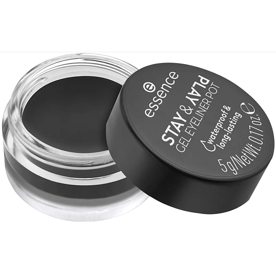 Essence Stay & Play Waterproof żelowe eyeliner 01 Czarne 5 g